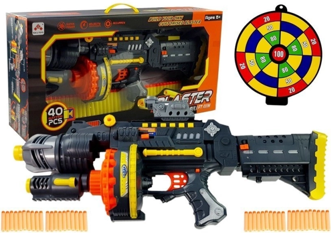Elektrisk skumpistol med målskive