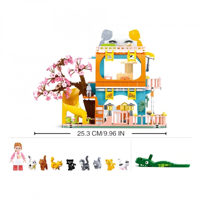 Sluban Girls Dream M38-B1089 Hus med ni katte