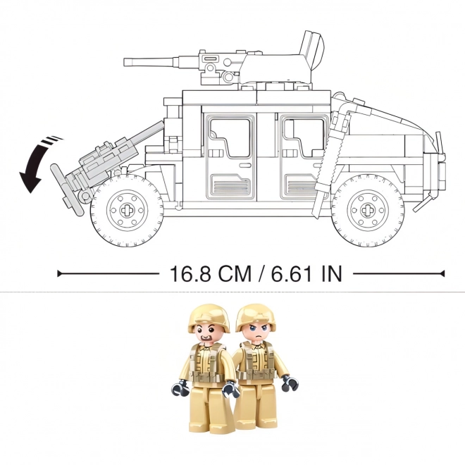 Sluban Army Model Bricks M38-B0837 Hummer kamp off-road