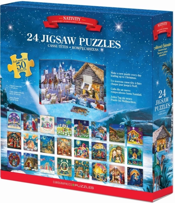 EUROGRAPHICS Puslespil Julekalender: Jesu Fødsel 24x50 brikker