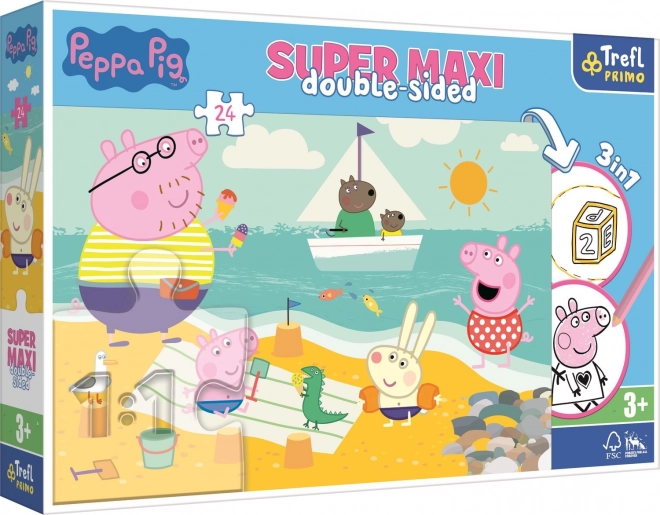 Dobbelt-sidet puslespil Peppa Pig SUPER MAXI 24 brikker