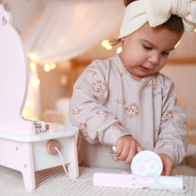 Træ-toiletbord til børn med spejl og tilbehør fra Classic World