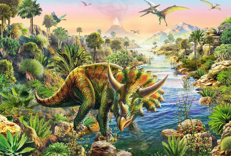 Modig triceratops i junglen