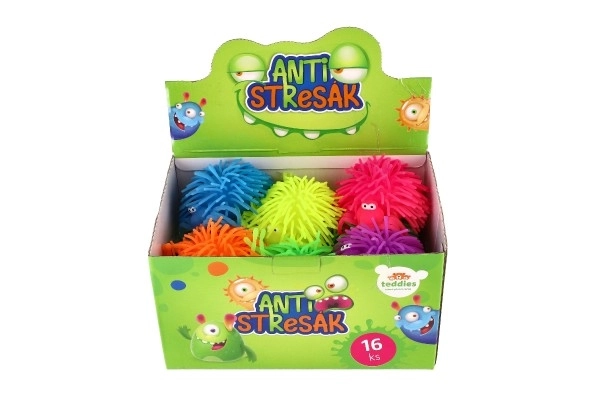 Antistress edderkop bold silikone 10 cm med lys 6 farver i pose 16 stk i boks