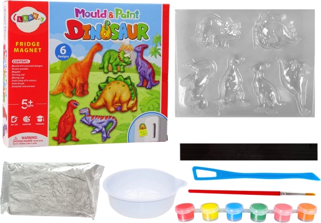 Gør det selv-sæt til maling af dinosaur-gipsmagneter