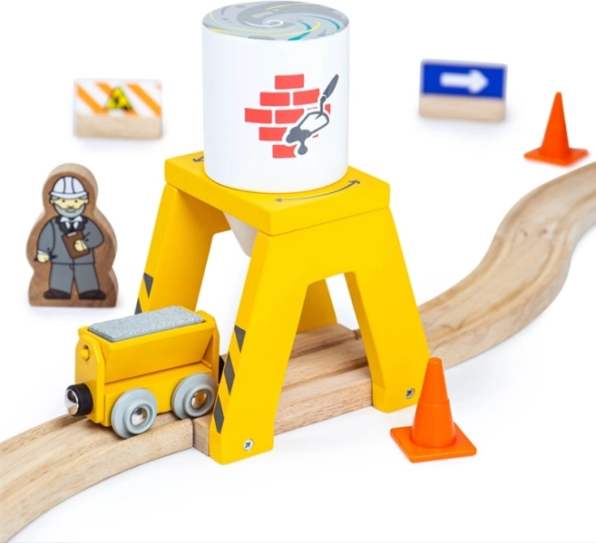 Bigjigs Rail cement-silo – trætilbehør til togbane