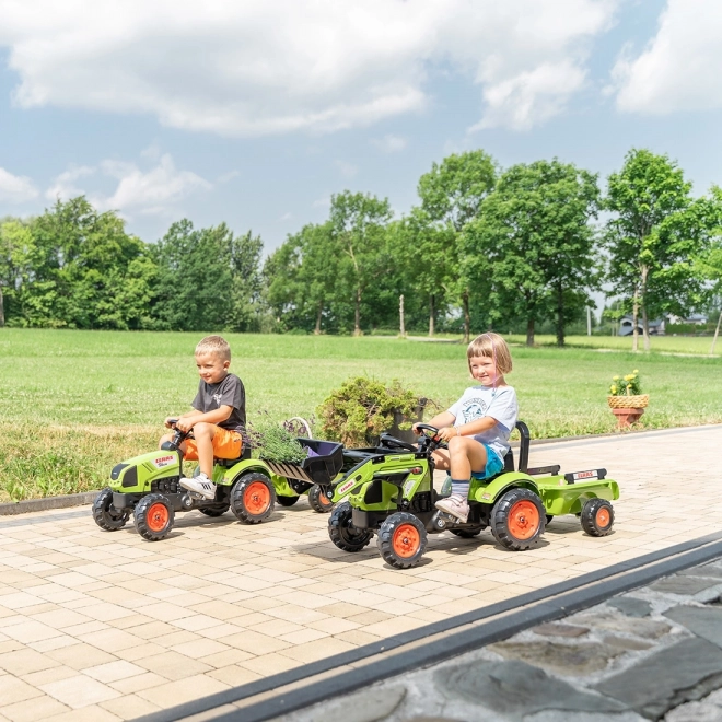 Træde-traktor Claas Arion 410 med trailer grøn