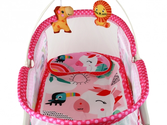 Multifunktionel Baby Seng med Vugge 2i1 i Pink Farve