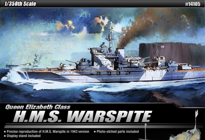Modelskib H.M.S. Warspite – plastbyggesæt