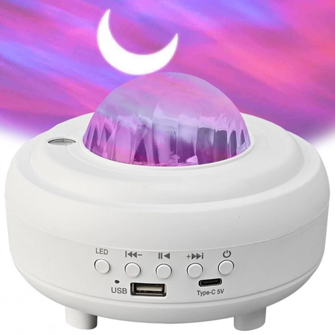 Natlysprojektor aurora med bluetooth-højttaler