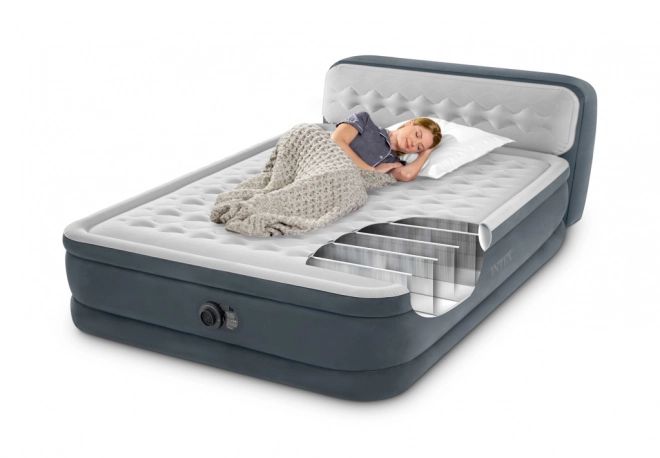 Oppustelig madras med indbygget pumpe Intex Deluxe