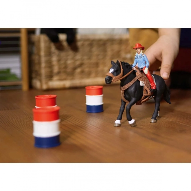 Sæt af figurer Farm World Cowgirl og Løb om Tønden