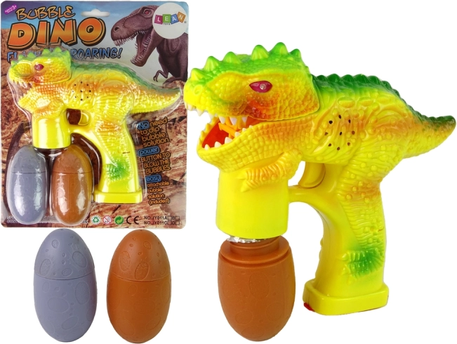 Sæbeboblepistol dinosaur med æg til væske – gul