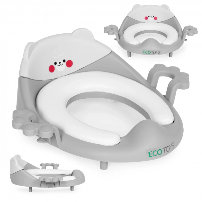 Børnetoiletsæde med håndtag og blød pude grå ECOTOYS