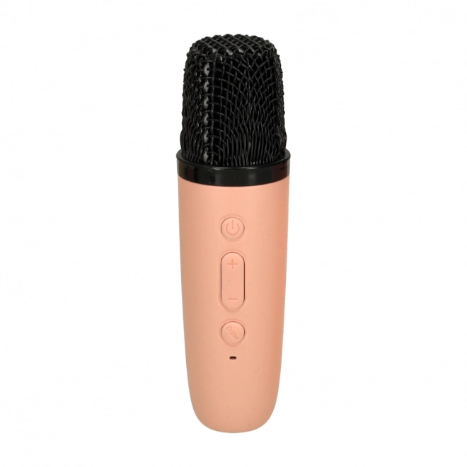 Karaokesæt mikrofon + transportabel højttaler BLUETOOTH USB LED pink
