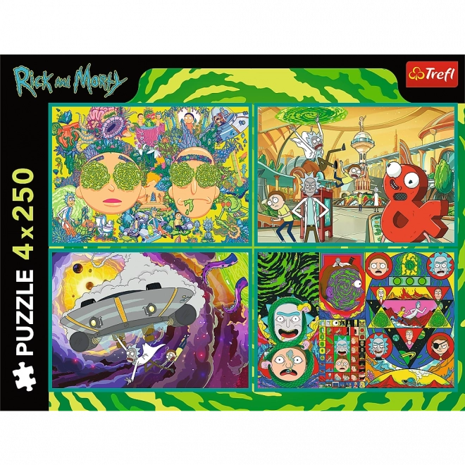 Puslespil 4x250 Vriklet verden af Rick og Morty fra Trefl