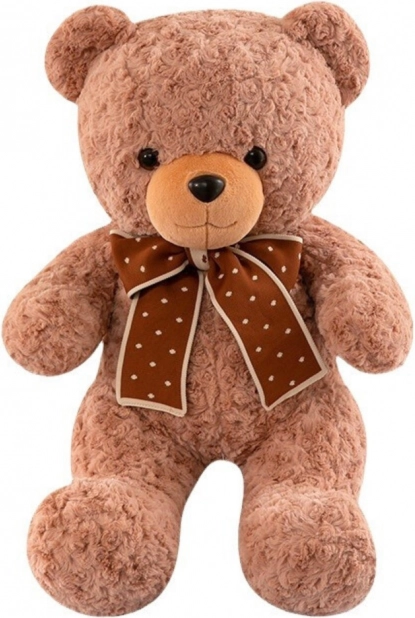 Plysset bamse med prikket sløjfe 45 cm
