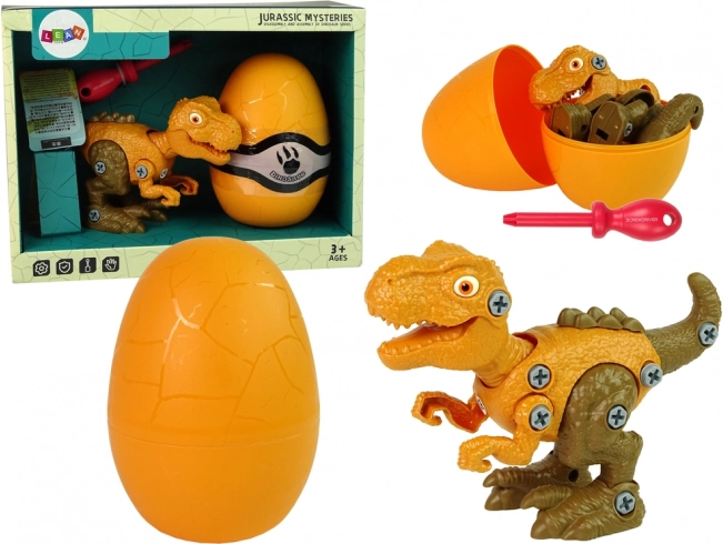 Byggesæt dinosaur Tyrannosaurus rex med æg og skruetrækker – orange