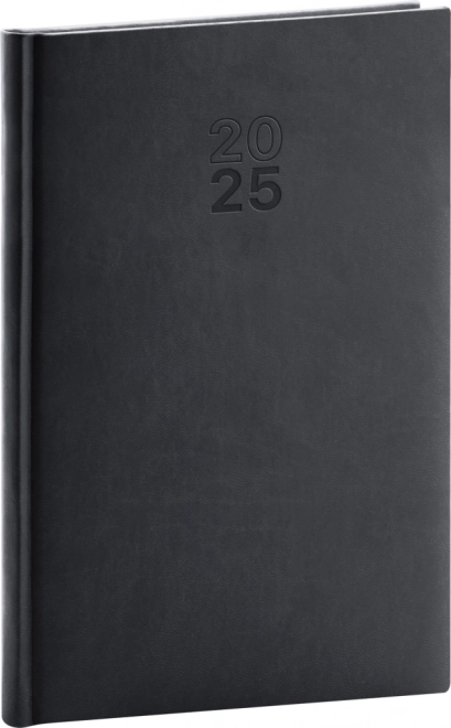 Ugentlig dagbog Aprint 2025, sort, 15 × 21 cm