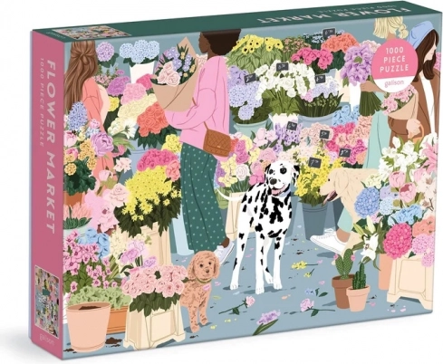 Livligt motiv af blomstermarked