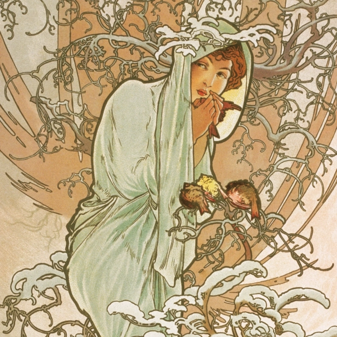 Notekalender Alfons Mucha 2025, 30 × 30 cm