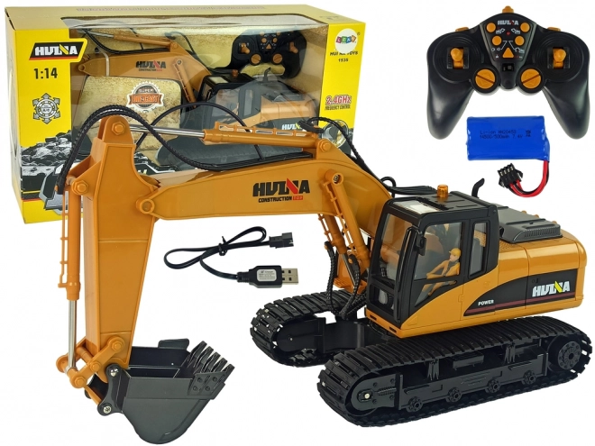 Gul RC Gravemaskine Caterpillar 1:14 med Fjernbetjening