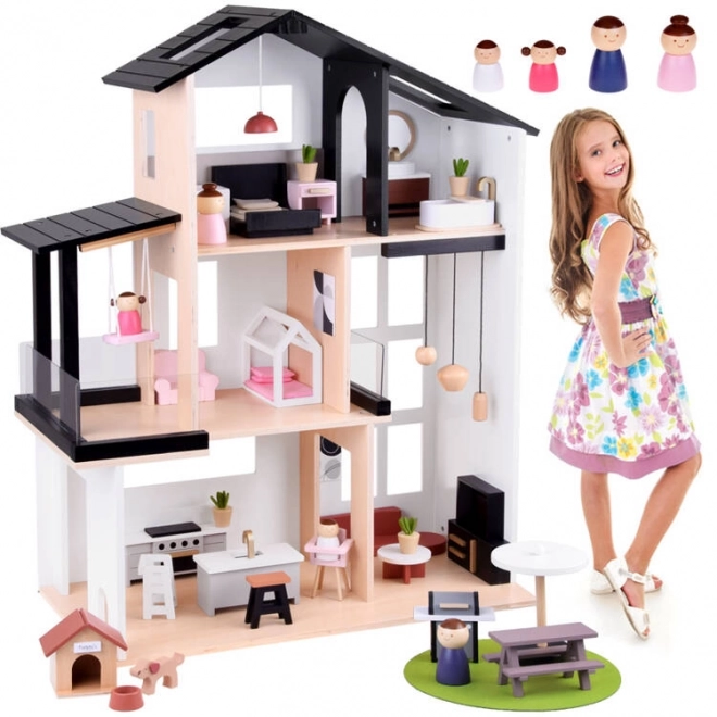 Træ Dukkehus i Loft Stil