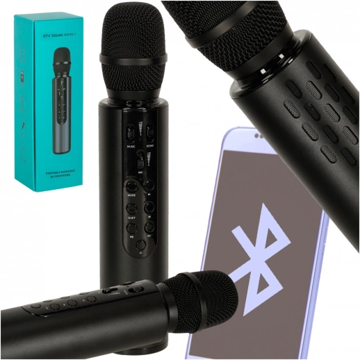Trådløs karaokemikrofon med Bluetooth og højttaler til børn – sort