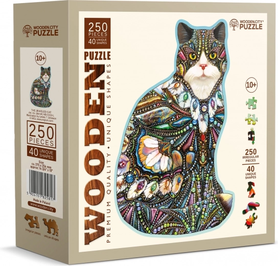 Træpuslespil Pyntet kat 250 brikker WOODEN CITY