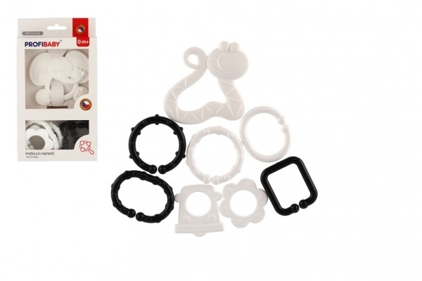 Bidering dyr + vedhæng plastik sort/hvid 3 slags i kasse 13x23x3cm 0m+