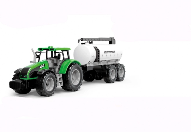 Traktor med svinghjul og trailer