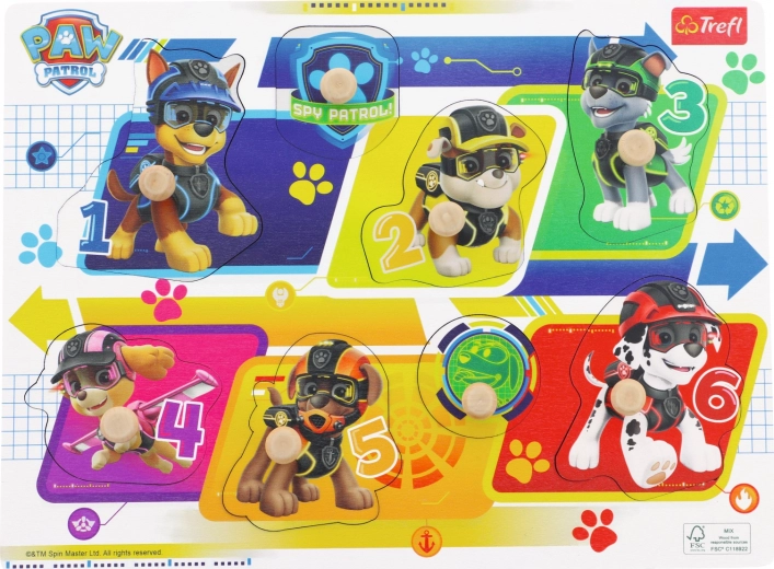 Træpuslespil med knopper PAW Patrol, 8 brikker