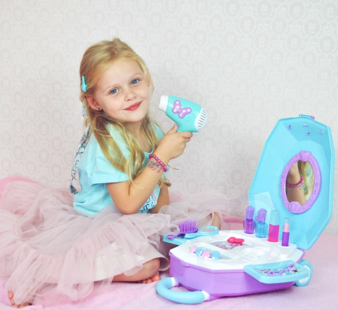 Toiletbord til piger 2-i-1 Smuk salon WOOPIE i kuffert