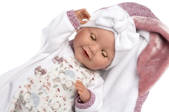 Llorens 74040 NYFØDT - blinkende realistisk dukke baby med lyde og blødt stofkrop - 42 cm