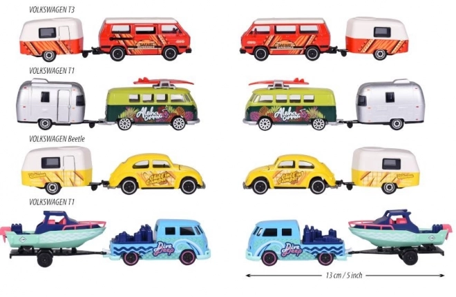 Majorette modelbiler Volkswagen med trailer