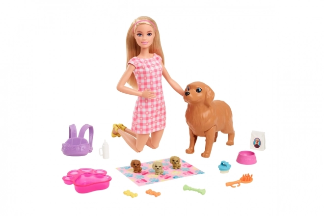 Mattel dukke Barbie og nyfødte hvalpe