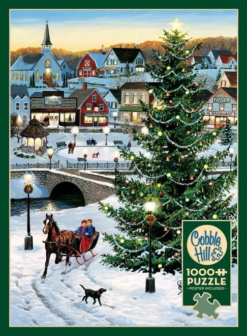Puzzle Juletræ i landsbyen 1000 brikker