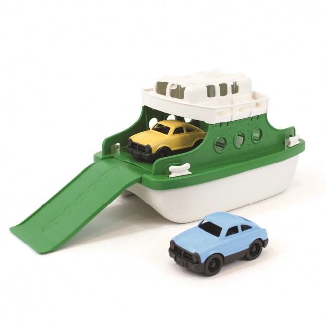 Green Toys Færge grøn og hvid med biler