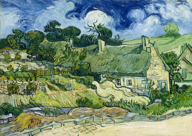 Nyd Vincent van Gogh puslespil: Stråtækte huse i Cordeville 1000 brikker
