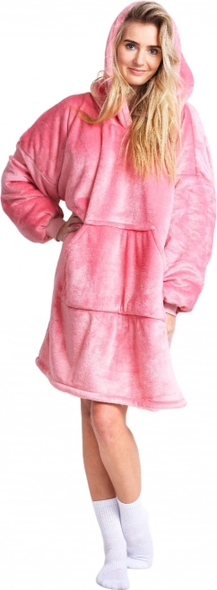Cozy Noxxiez pink varm tv-hættetrøje-tæppe med hætte