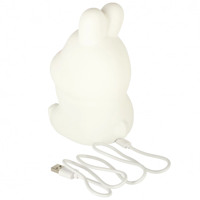 Silikone børnenat LED lampe Hvid med lyserød kanin