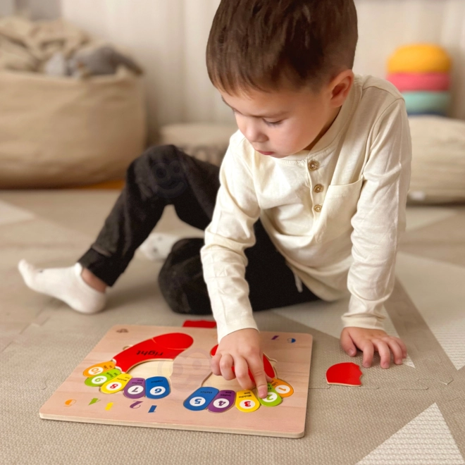 Tooky Toy træpædagogisk puslespil fødder til læring af tælling og farver