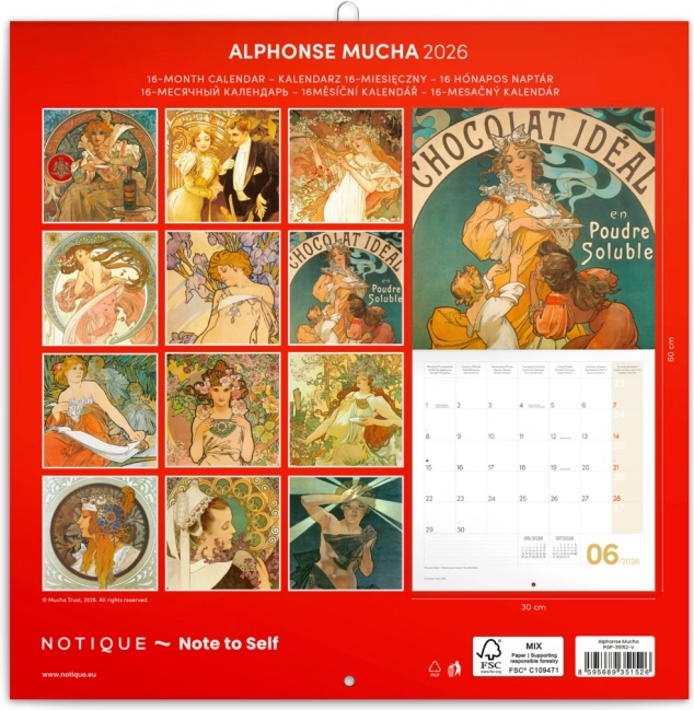 Notesblok Kalender Alfons Mucha 2026