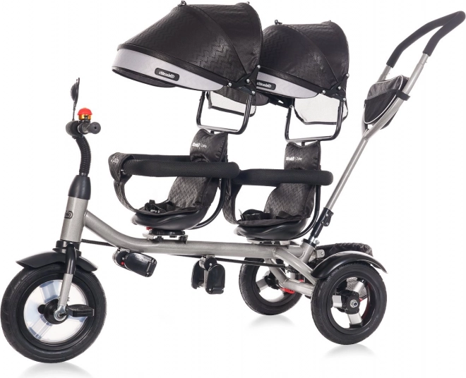 CHIPOLINO Tre-hjulet cykel til tvillinger 2Play Obsidian – silver