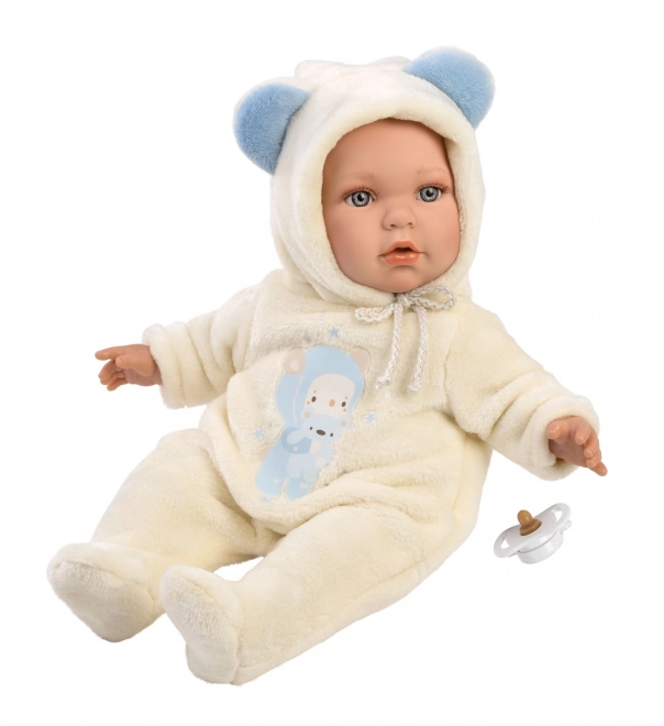Llorens 14207 BABY ENZO - realistisk dukke baby med bl8dt stoflegeme - 42 cm