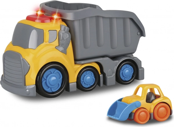 Kiddy lastbil med tip og effekter 19,5 cm og bulldozer 8 cm