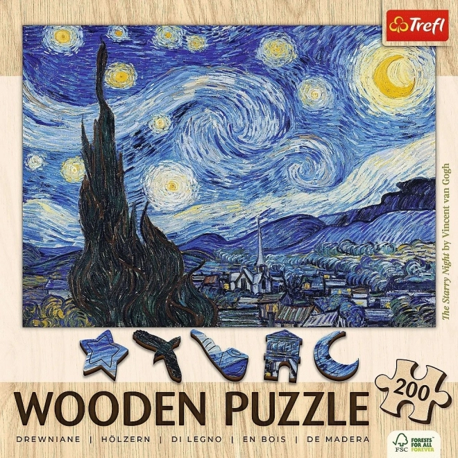 Træpuslespil Vincent van Gogh - Stjernenatten 200 brikker