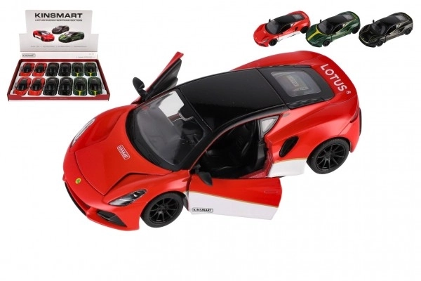 Auto Kinsmart Lotus Emira 1:38 metal/plast 12,5cm 3 farver med tilbagespoling 12 stk i kassen
