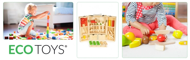 Træværktøj i værkstedsboks, XXL sæt ECOTOYS