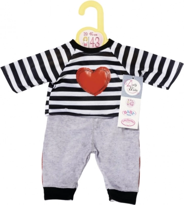 Dolly Moda stribet joggingdragt til dukker 43 cm